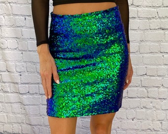 Streetwear Festival Outfit, Sequin Mini Skirt for Women, Handmade in USA, Trendy Fashion, Cute Club Wear, Mermaid