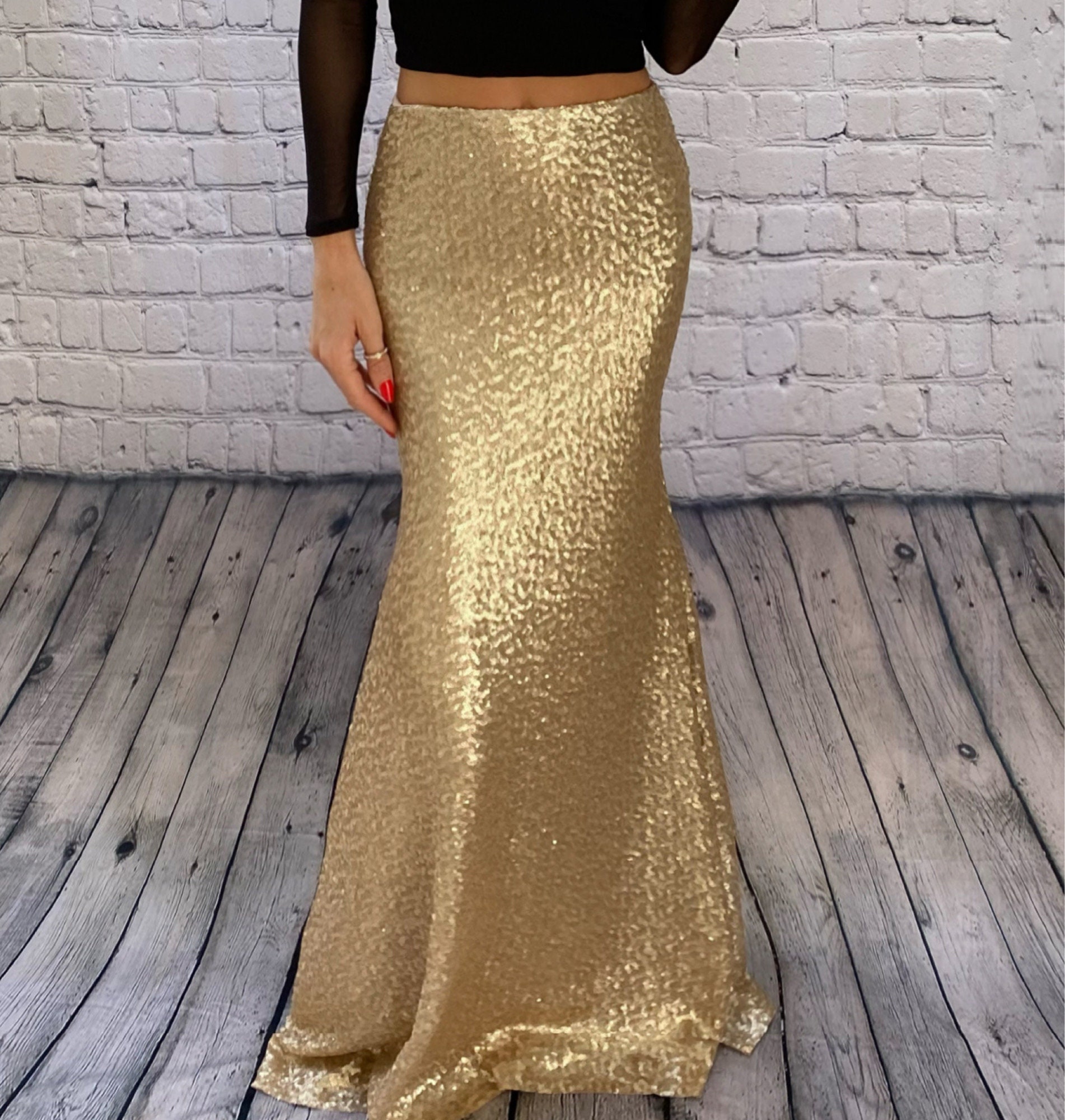 Gold Sequined Skirt Etsy