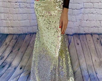 Sexy Sequin Maxi Skirt, Elegant Women's Clothing, Long Party Skirt, Bridesmaid Fashion