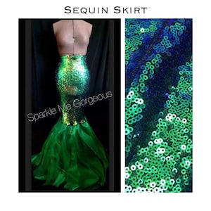 Women Mermaid Costume, Pearl Body Chain Top, Green Mermaid Tail, Each Item Is Sold Separate Bild 3