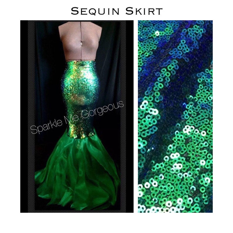 Women Mermaid Costume, Pearl Body Chain Top, Green Mermaid Tail, Each Item Is Sold Separate image 3