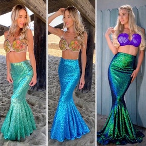 Women sequin mermaid tail costume skirt