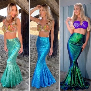 Women mermaid costume tail sequin skirt