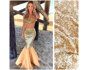 Gold sequin mermaid tail skirt Halloween costume