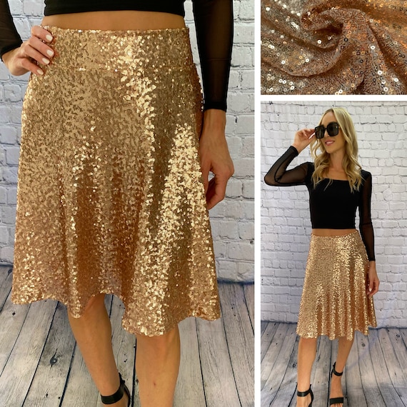 Gold sequin cheap skirt womens