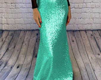 Shimmering Sequin Maxi Skirt, Elegant Mermaid Skirt, Formal Party Wear, Streetwear, Women's Fashion