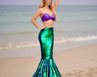 Walkable Sequin Mermaid Costume Women Green Halloween Tail