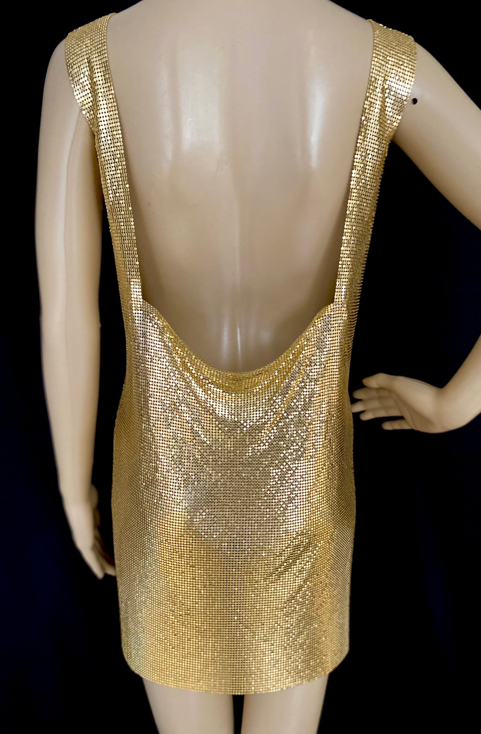 Gold Metal Mesh Mini Dress Chainmail Metal Short Dress Etsy