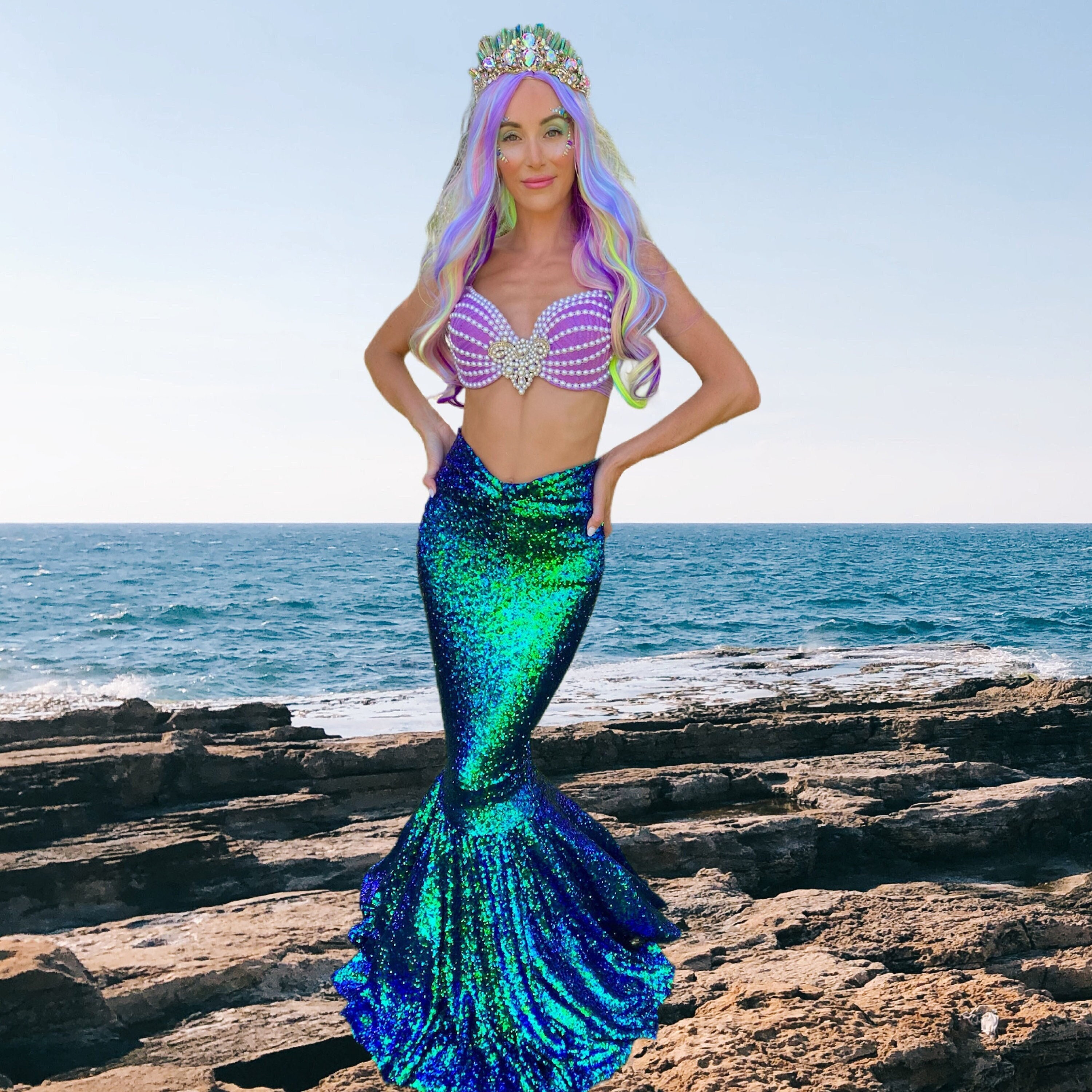 Cola De Sirena Mujer Disfraz De Sirena Para Mujer, Falda De Cola