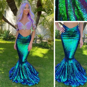 Mermaid Costume Women Green Sequin Halloween Tail