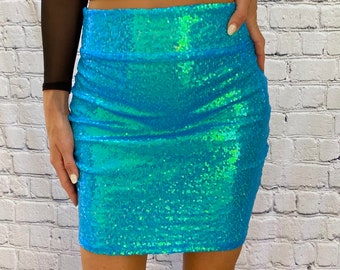 Streetwear Festival Outfit, Sequin Mini Skirt for Women, Handmade in USA, Trendy Fashion, Cute Club Wear, Mermaid