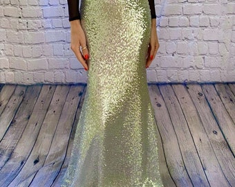 Long Sequin Skirt, Maxi Women's Clothing, Sparkly Bridesmaid Skirt, Wedding Guest Outfit, Streetwear