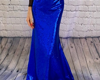 Glamorous Sequin Maxi Skirt, Chic Mermaid Skirt, Eye-Catching Evening Wear, Streetwear, Women's Fashion