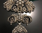 Handcrafted sterling silver pendant handmade exact reproduction antique jewel of Spain from the 18th century.