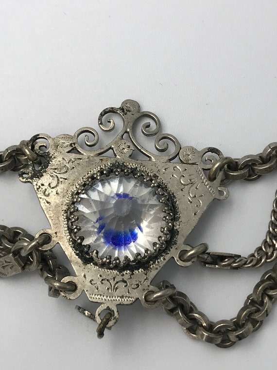 Collar Francés Antiguo de metal y vidrio facetado… - image 2