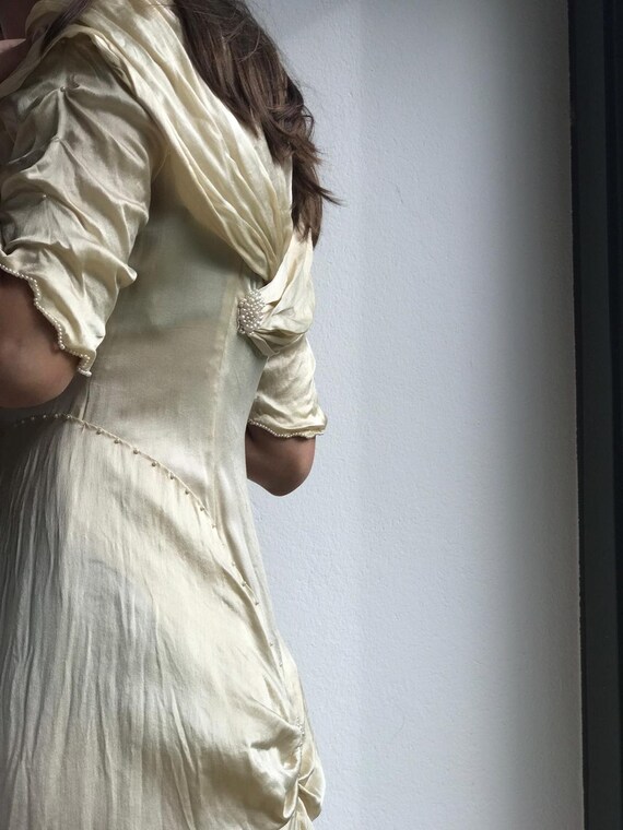 Antique french (Edwardian Period) silk satin weddi