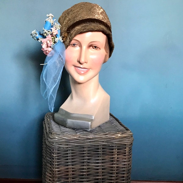 Art Deco Head Mannequin Display Hat 1920s Antique Mannequin Vintage Headdresses Head Vintage Plaster
