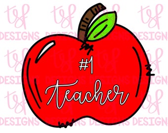Apples numéro un pour les enseignants et les futurs enseignants (2 FICHIERS) | png | | de sublimation Téléchargement numérique