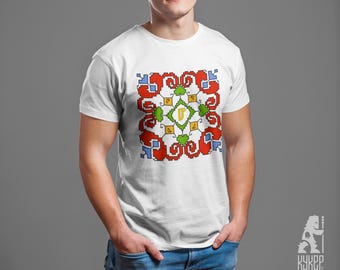 Bulgarian Shevitsa T-shirt with Glagolic Letter YU Bulgarian Embroidery Tshirt Shevitza Шевица Тениска Глаголица Буква Ю