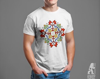 Bulgarian Shevitsa T-shirt with Glagolic Letter G' Shevitsa Pattern Tee Shevitza Traditional Bulgarian Clothing Ethnic Bulgarian T-shirt