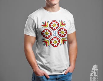 Bulgarian Shevitsa T-shirt with Glagolic Letter E Bulgarian Embroidery Tshirt Shevitza Шевица Тениска Глаголица Буква Е