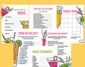 Printable Bachelorette Party Games, Cocktail, Drinks, Drinking, Bridal Shower Games,Hen Party Games,Digital Download, Advice for the Bride,