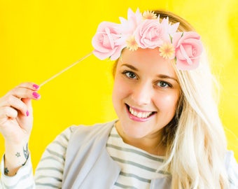 Bloemkroon Vrijgezellenfeest rekwisieten Vrijgezellenfeest rekwisieten Unieke rekwisieten Flower Photo Booth Festival bruiloft vrijgezellenfeest Afdrukbare Photo Booth