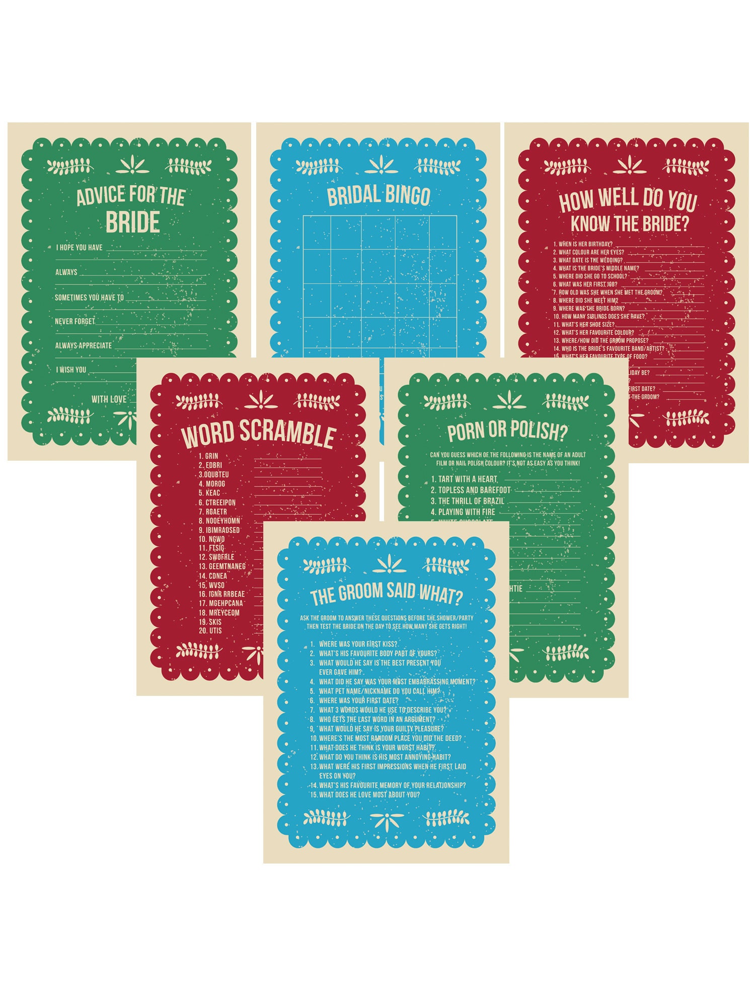 Printable Bachelorette Party Games Mexican Fiesta Bridal - Etsy