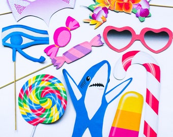 Fotohokje rekwisieten met KATY PERRY-thema vrijgezellenfeest regenboog kleurrijke Katy katten accessoires