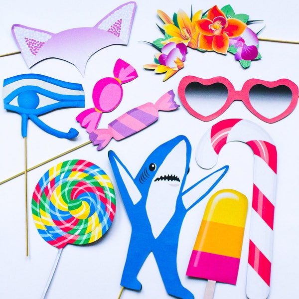 KATY PERRY themed photo booth props party bachelorette fun rainbow colourful Katy cats accessories