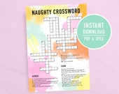 Naughty Dirty Crossword Game | Bridal Shower Game | Watercolour | Bachelorette Games | Pink | Hen Party Games