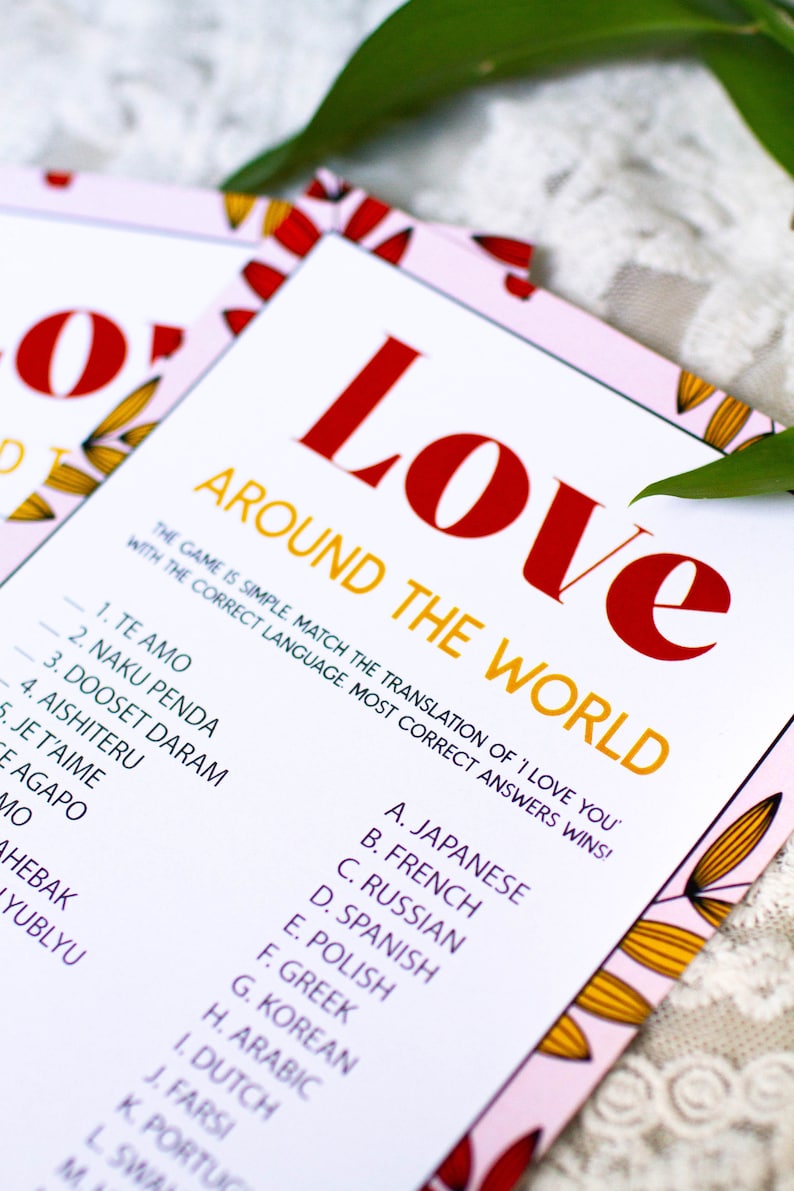 Love Language Game Bridal Shower Game Fun Games Etsy UK