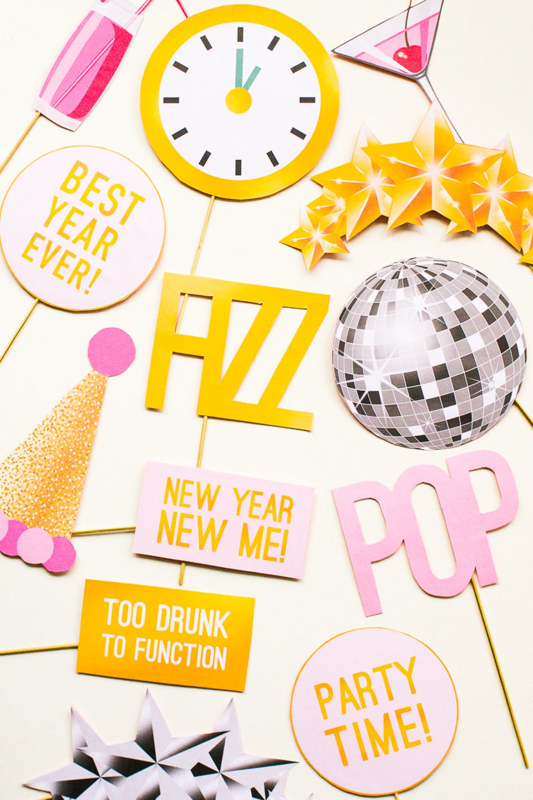 Printable New Years Eve Photo Booth Props, Decor, Instant Download, PDF ...