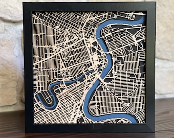 Winnipeg Wood Cut Map, Winnipeg Laser Cut Maps, wooden city map 10"x10"