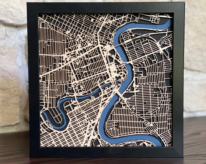 Winnipeg Wood Cut Map, Winnipeg Laser Cut Maps, wooden city map 10"x10"