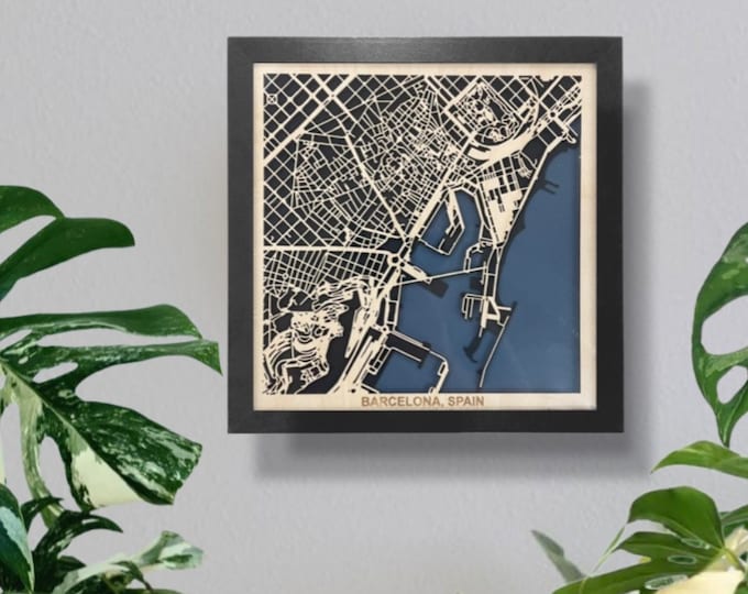 The best 5th Anniversary gift, engagement Gift, Wood Cut Map,  Laser Cut Maps, wooden city map