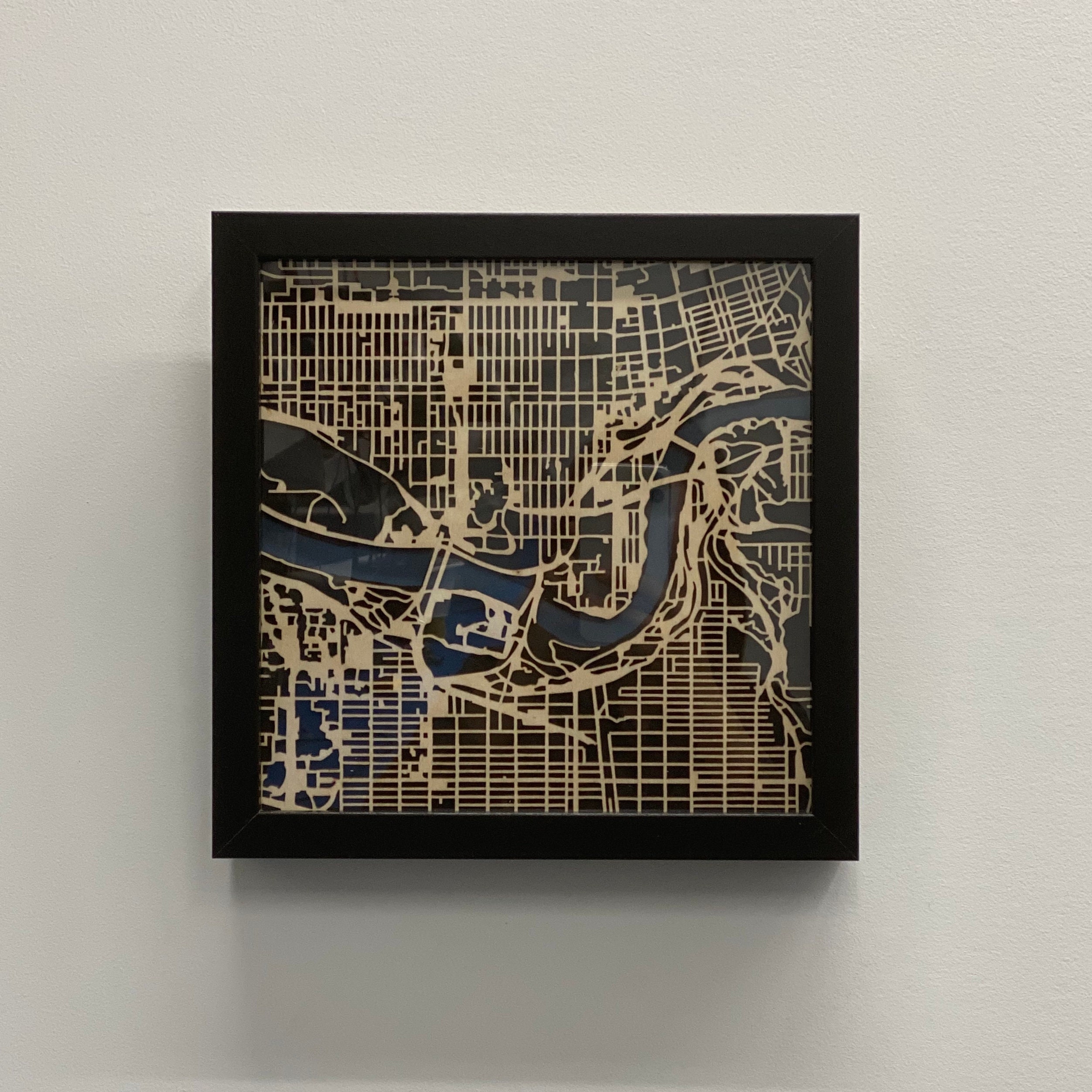 Edmonton Wood Laser Cut Map, Edmonton Laser Cut Maps, wooden city map