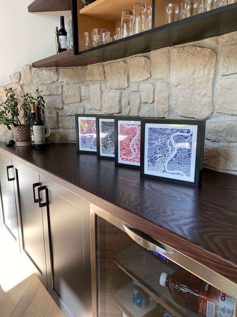 Framed Winnipeg City Map Print Wall Art 10x 10 Black Frame W/hook Home