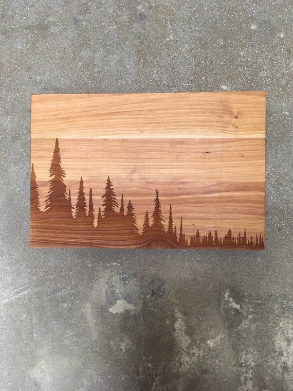 Laser etched cutting boards, wilderness themed set large boards are 10"x15"