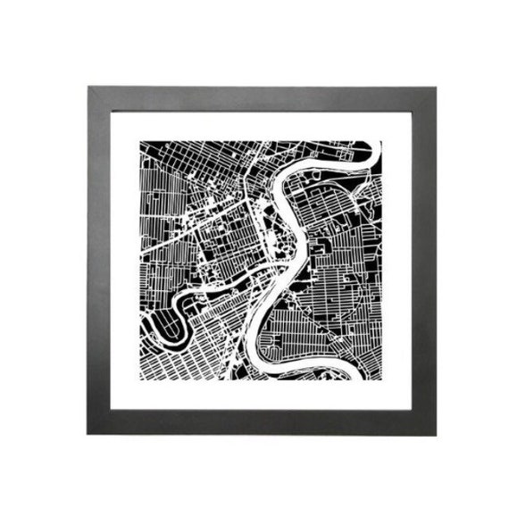 Winnipeg maps print, 10"x 10" comes framed. Black in colour