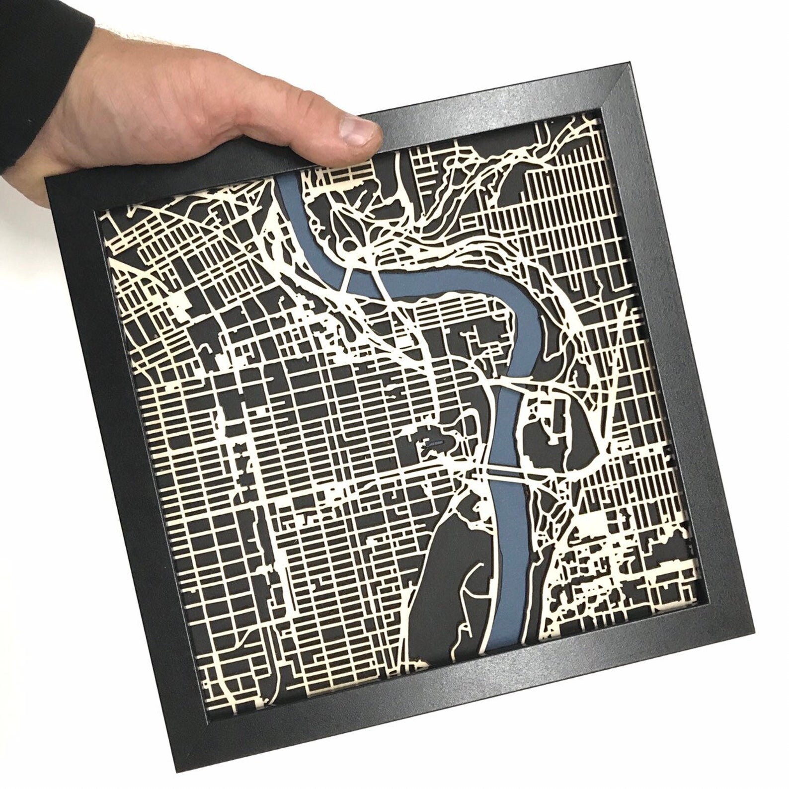 Edmonton Wood Laser Cut Map, Edmonton Laser Cut Maps, wooden city map