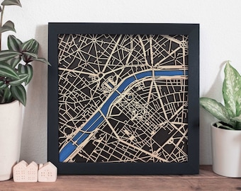 5th Anniversary gift | wood anniversary | 10"x 10" Laser Cut Map | Personalized Map | Ships Framed w/Hook | Custom Wall Art | City/Town