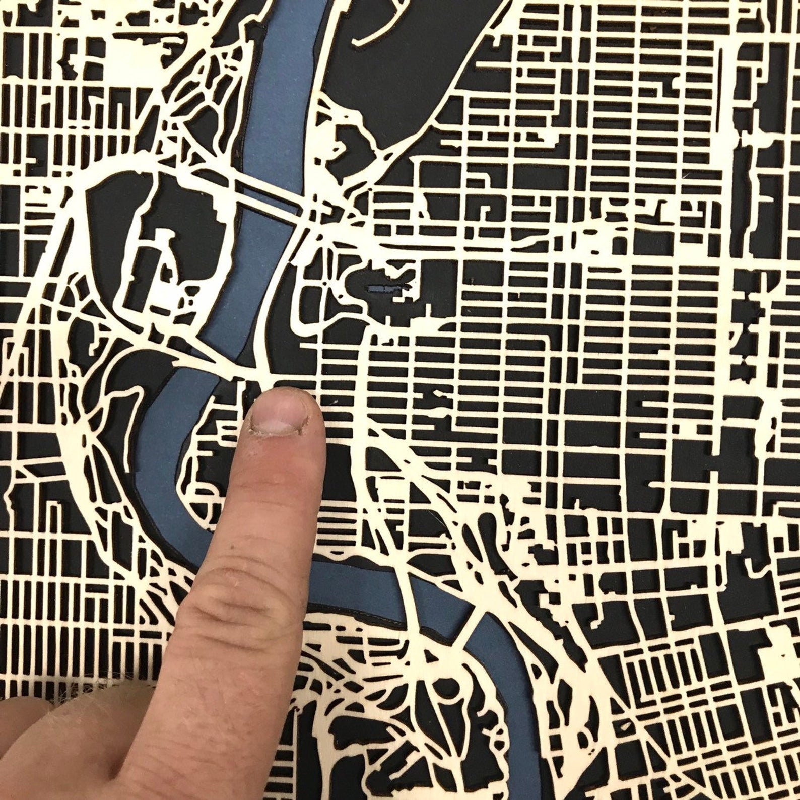 Edmonton Wood Laser Cut Map, Edmonton Laser Cut Maps, wooden city map