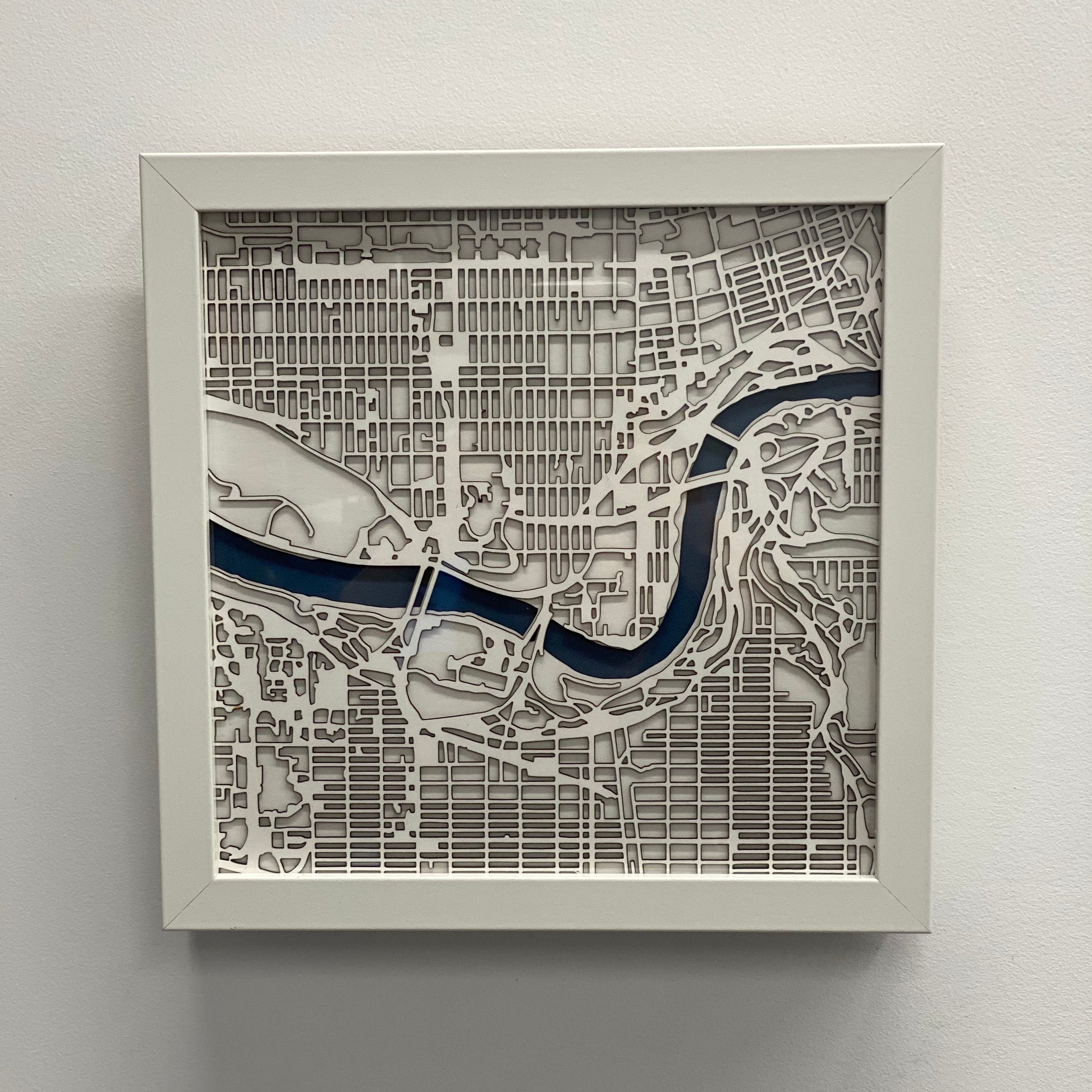 Edmonton Wood Cut Map, Edmonton Laser Cut Maps, wooden city map 3d Map