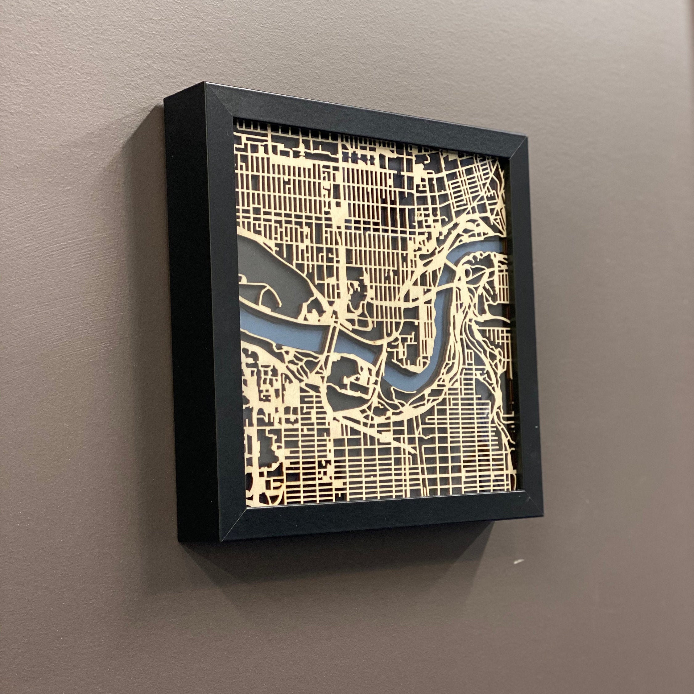 Edmonton Wood Laser Cut Map, Edmonton Laser Cut Maps, wooden city map