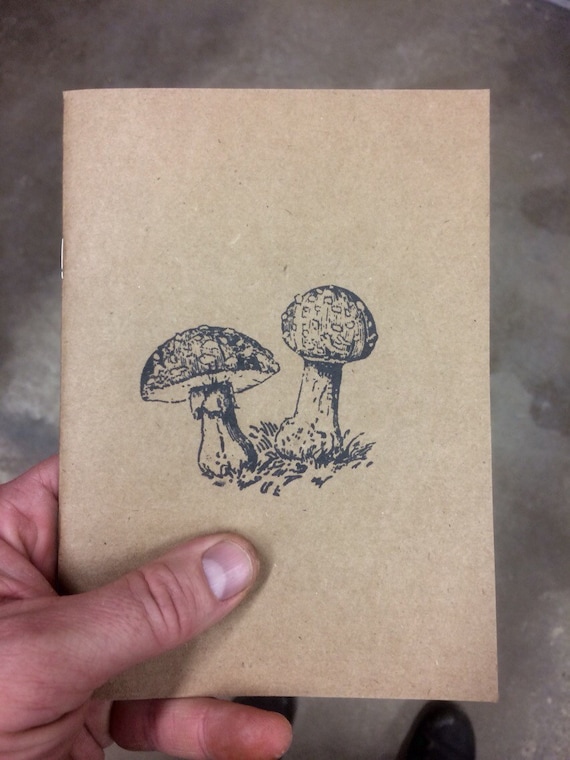 Mushroom Kraft notebook, notepad, Perfect travel journal, sketchbook, or for writing. Great gift for the mushroom hunter in your life.