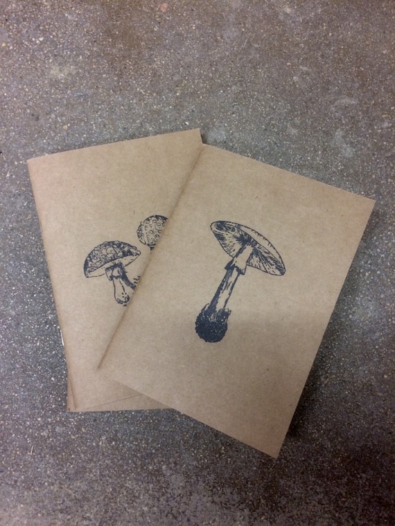 3 pack Mushroom Kraft notebook, notepad, Perfect travel journal, sketchbook, or for writing. Great gift for the mushroom hunter in your life