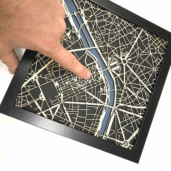 5th Anniversary gift, engagement Gift, Wood Cut Map,  Laser Cut Maps, wooden city map