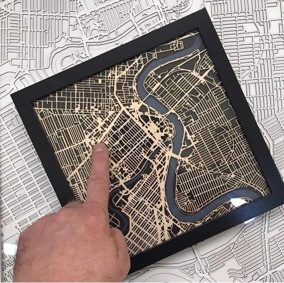 City of winnipeg map art. These maps are laser cut from Baltic Birch and come framed. Made in Winnipeg Manitoba. 9"x9"