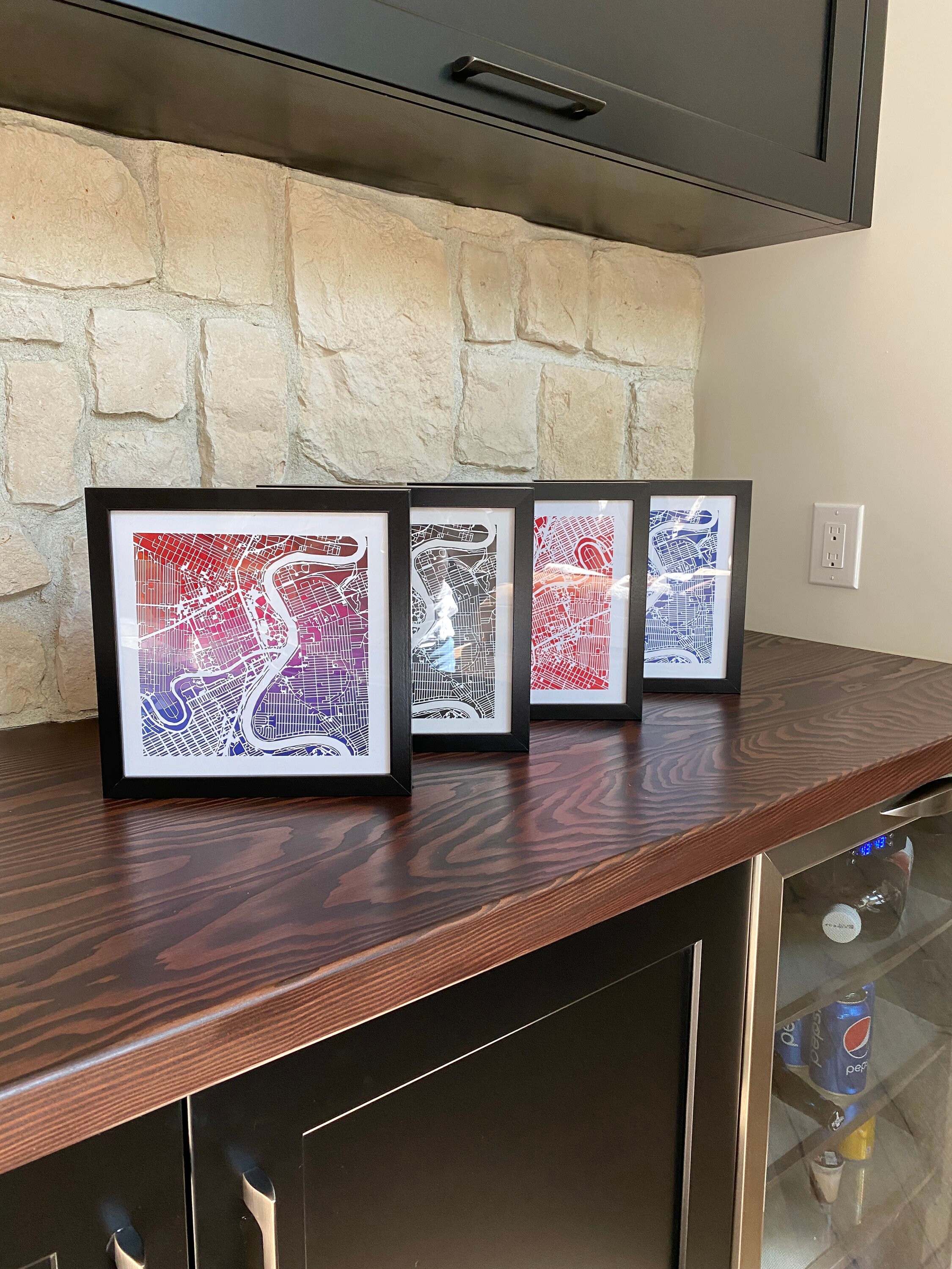 Framed Winnipeg City Map Print Wall Art 10x 10 Black Frame w/Hook